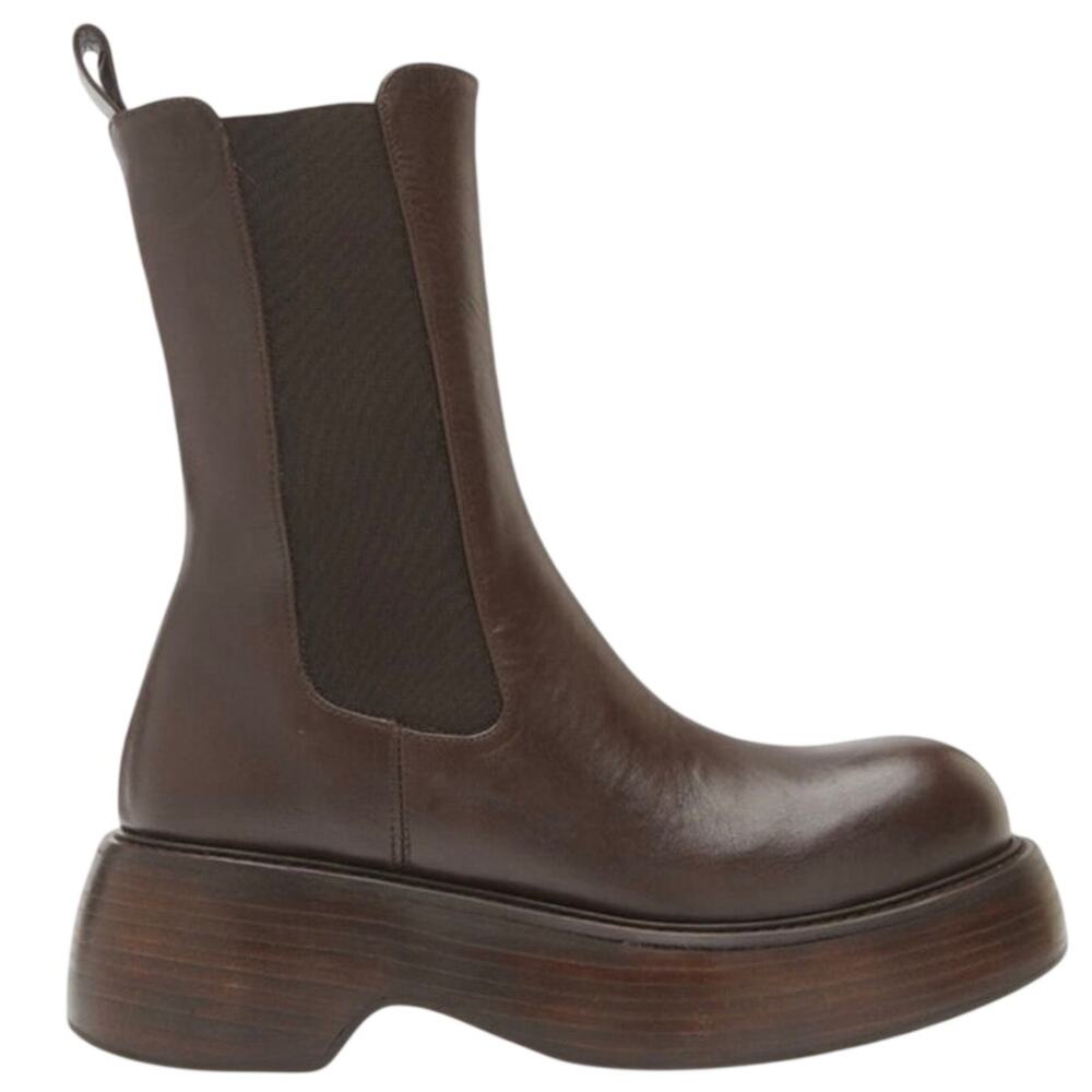Paloma Barcelo Chocolate Brown Leather Chunky Chelsea Boots